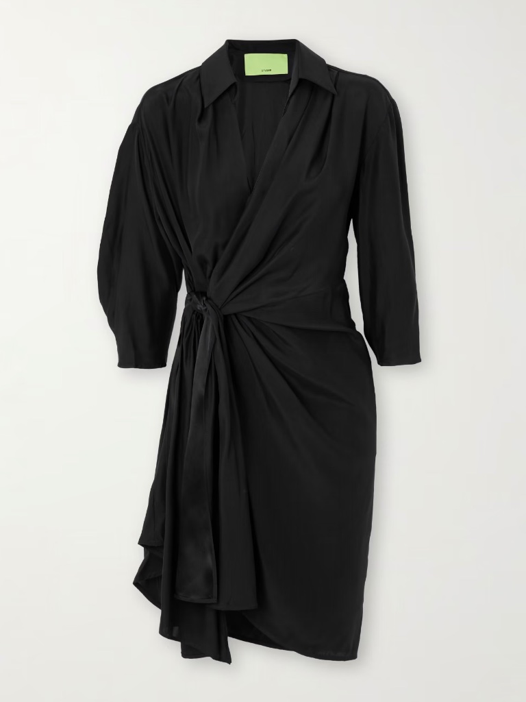 Gauge81 Miya Wrap-Effect Silk-Satin Mini Dress